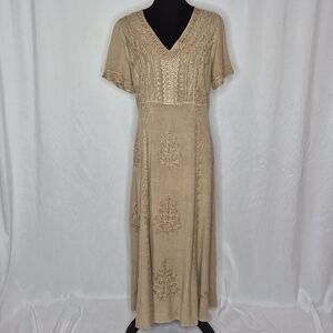 Coldwater Creek Embroidered Short Sleeve Dress - Size S